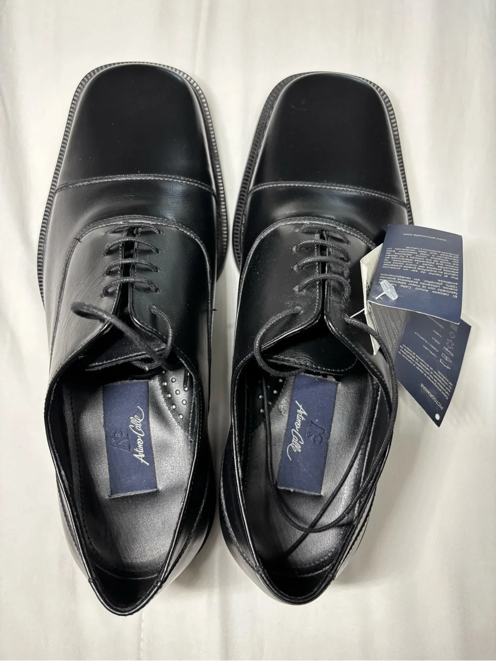 Arturo Calle Men's Black Leather Cap-Toe Oxford Dress Shoes Size EU 41 / US 8